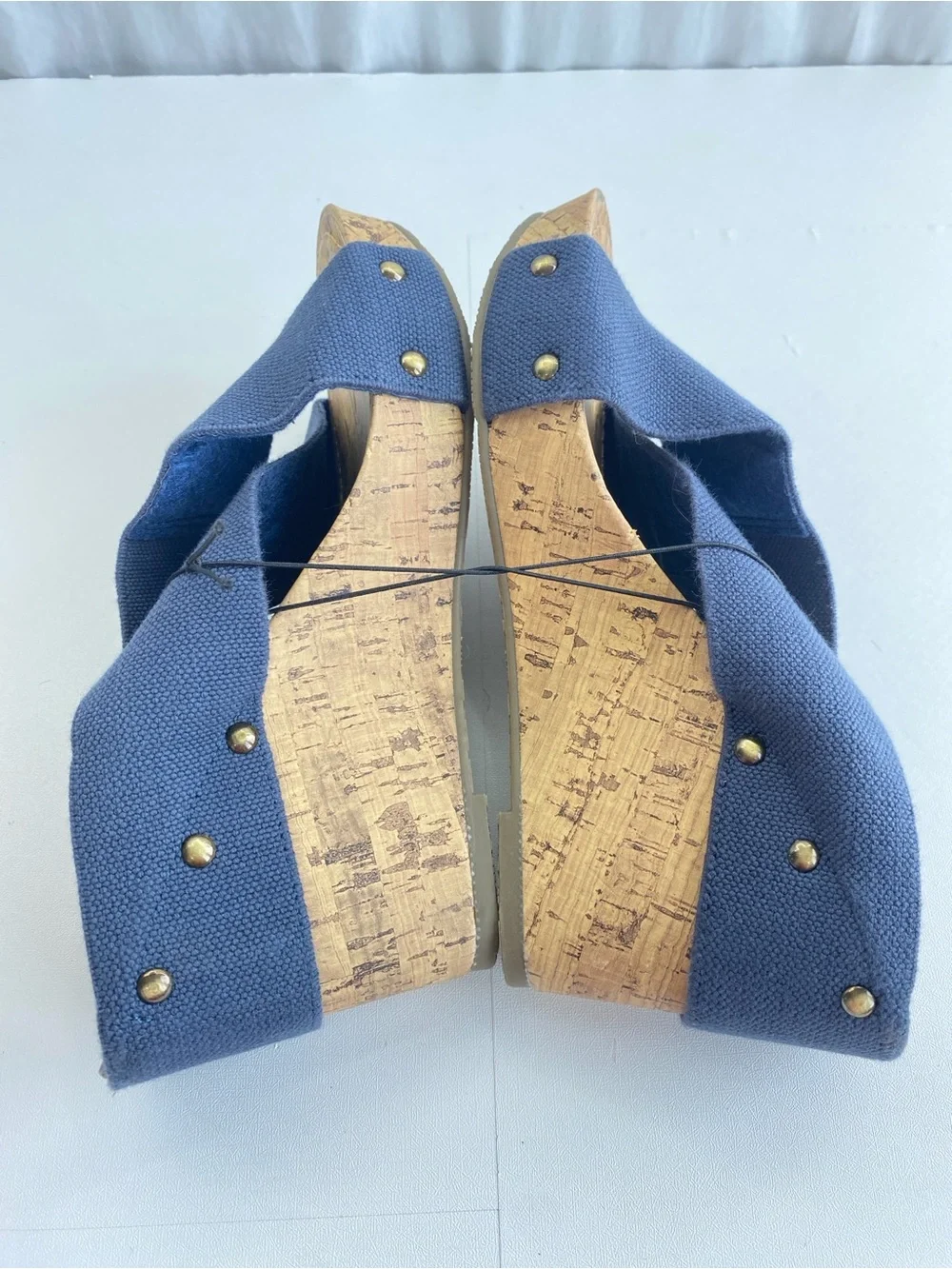 Esprit Oceane 2 Navy Stretchy Wide Strap Cork Wedge Heel Sandal Shoe 7.5 NWT
